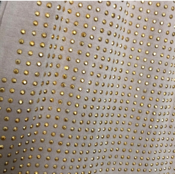 Boston Proper Soft Elegant Beige Studded Women's Top Tie String On Shoulder - Picture 10 of 11